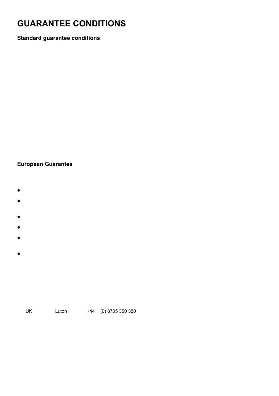 Guarantee conditions | Electrolux D67000VF User Manual | Page 38 / 44