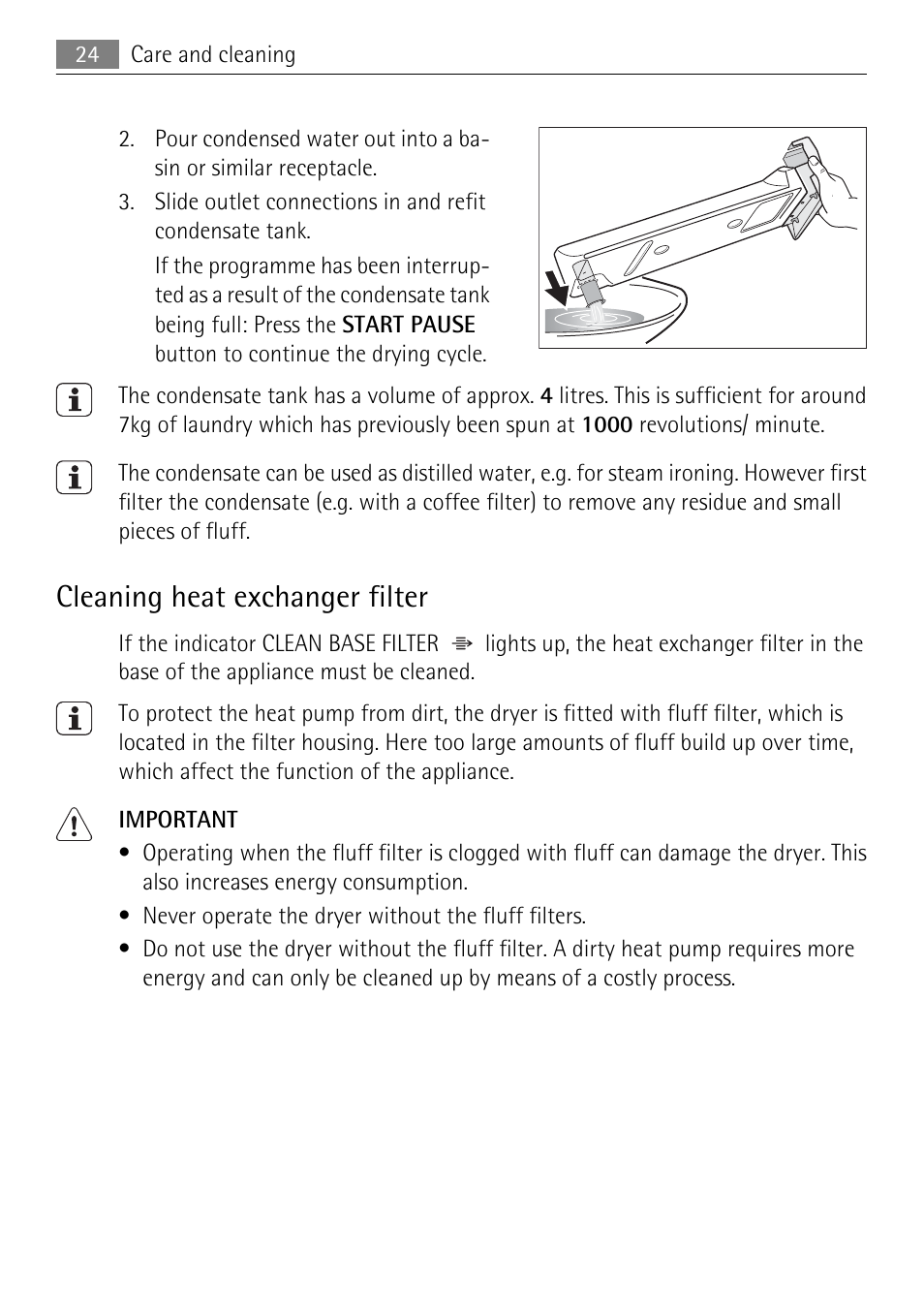 Cleaning heat exchanger filter | Electrolux LAVATHERM 59840 User Manual | Page 24 / 48