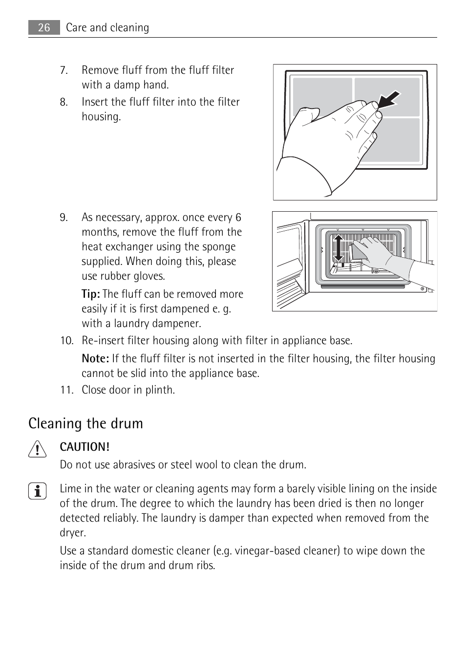 Cleaning the drum | Electrolux LAVATHERM 59840 User Manual | Page 26 / 48