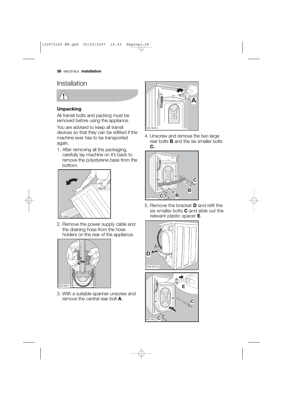 Installation | Electrolux EWN 14780 W User Manual | Page 36 / 48