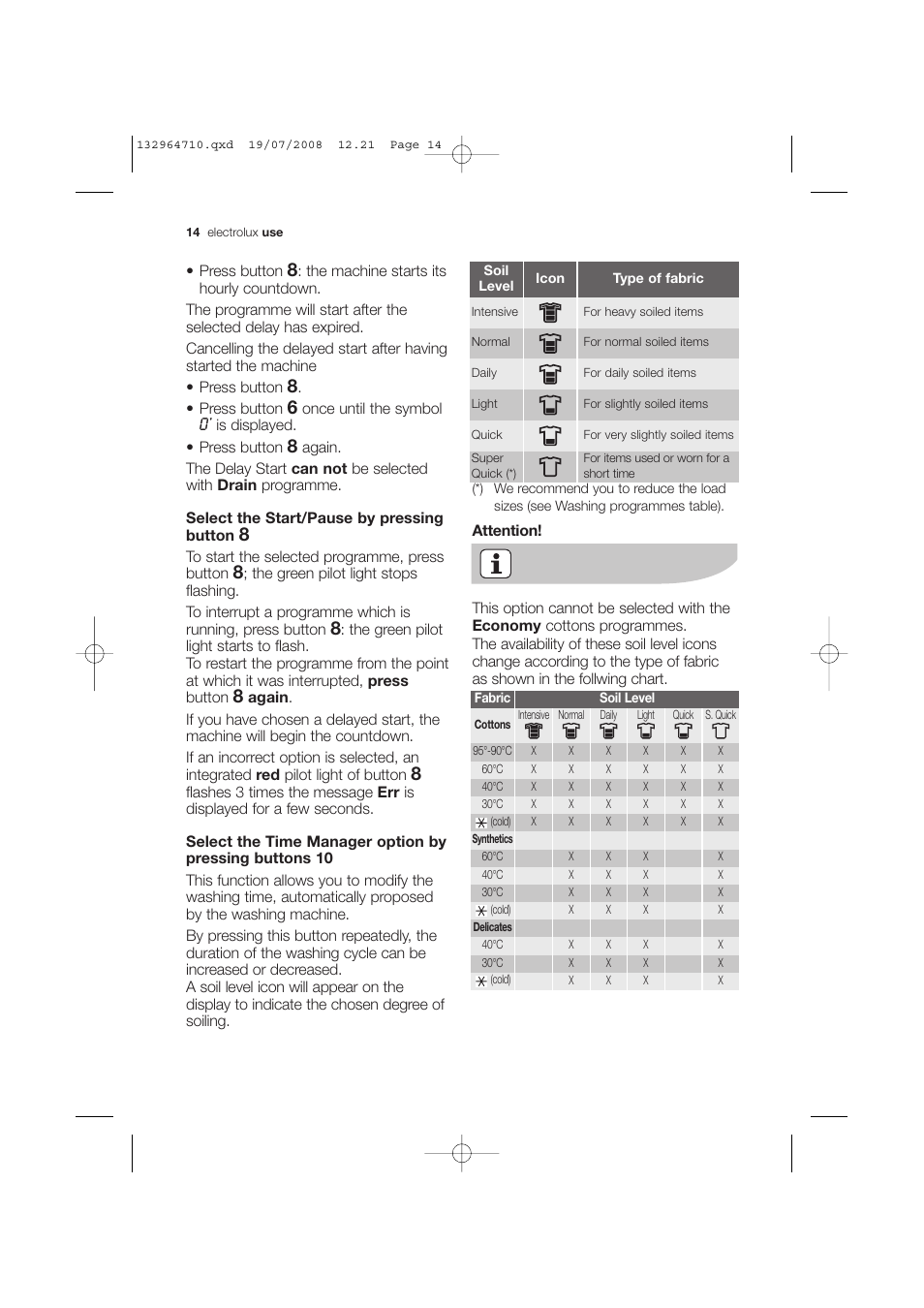 Electrolux EWG 12450 W User Manual | Page 14 / 44