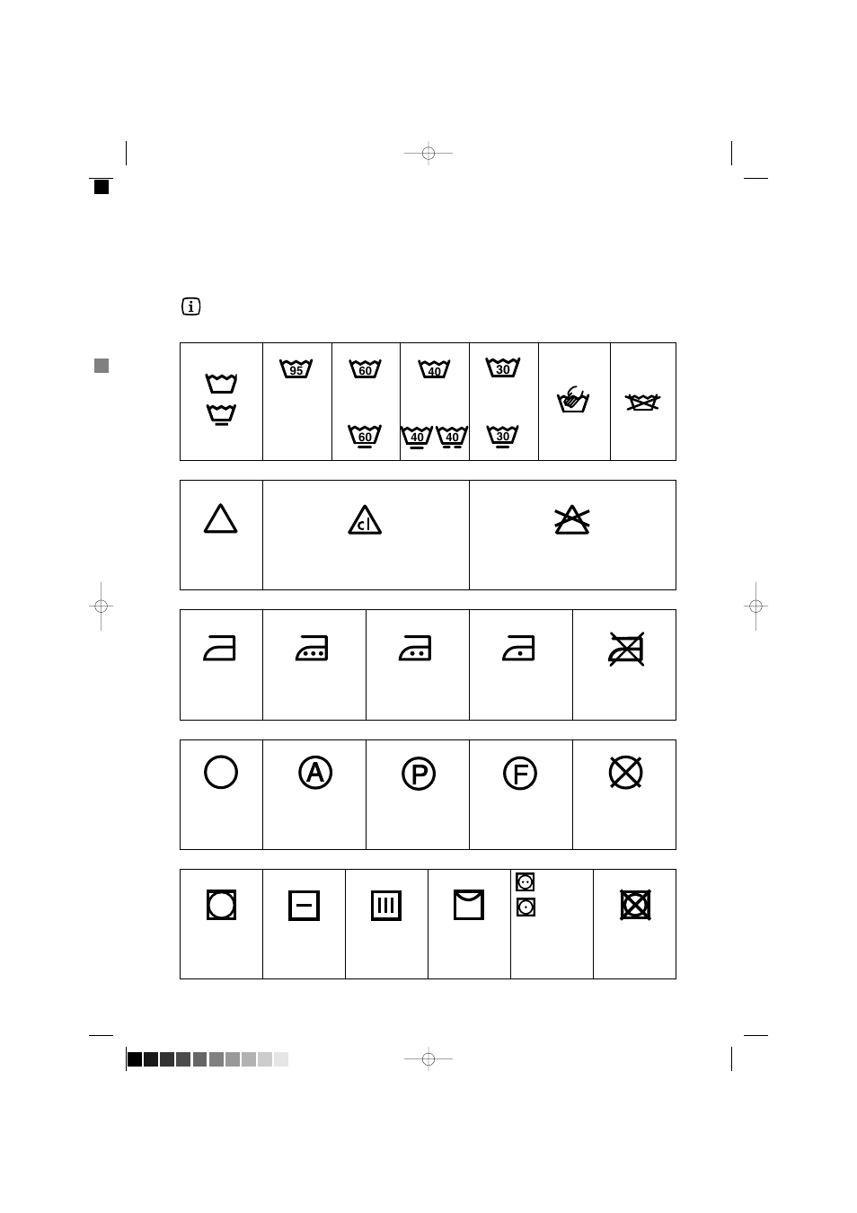 International wash code symbols | Electrolux EW 880F User Manual | Page 14 / 23