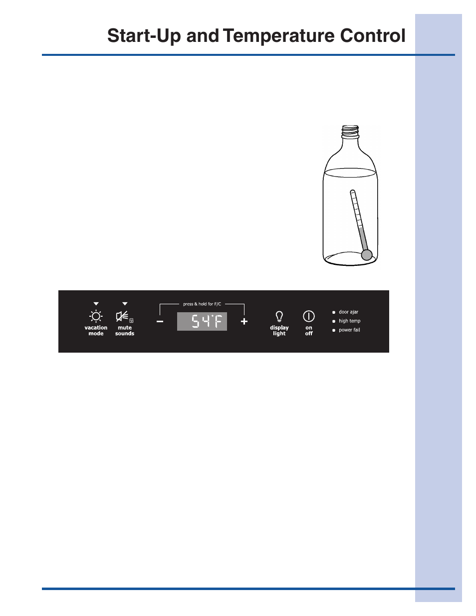 Start-up and temperature control, Starting the unit, Adjusting the temperature | Electrolux 24 User Manual | Page 11 / 17