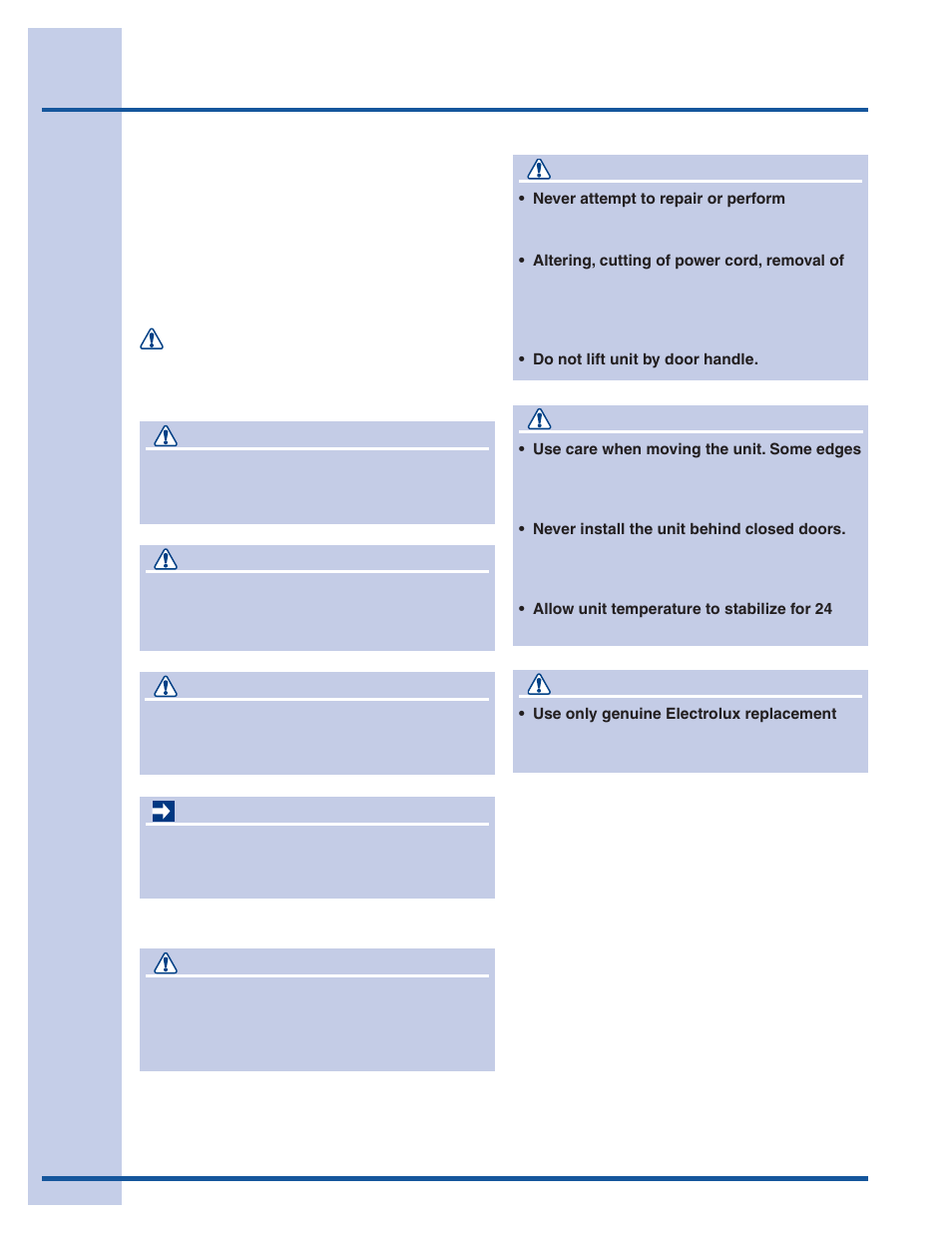 Safety, Important safety instructions, Warning | Important, Caution, Danger | Electrolux 24 User Manual | Page 4 / 17