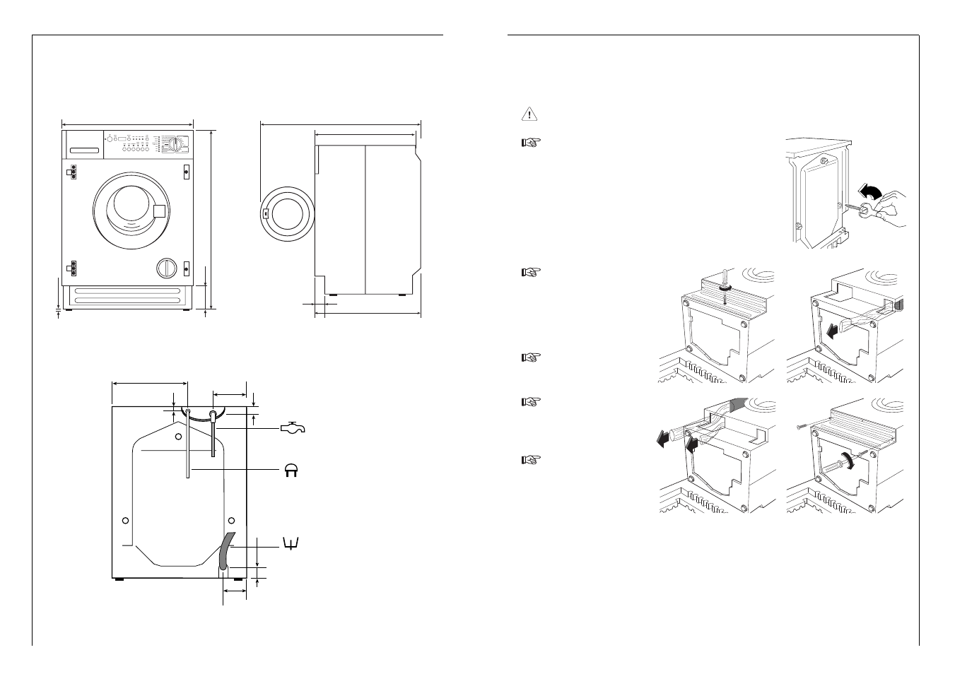 Installation, Dimensions of the appliance | Electrolux 1051 VI fele User Manual | Page 44 / 56