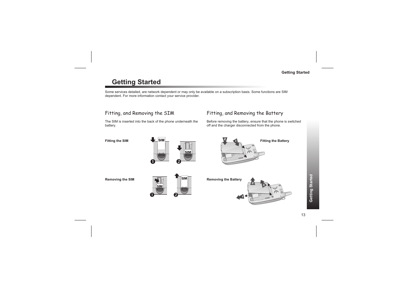 Charging the battery 14, Low battery warning 14, Operation of battery level indicator 14 | Getting started | Panasonic GD87 User Manual | Page 11 / 114