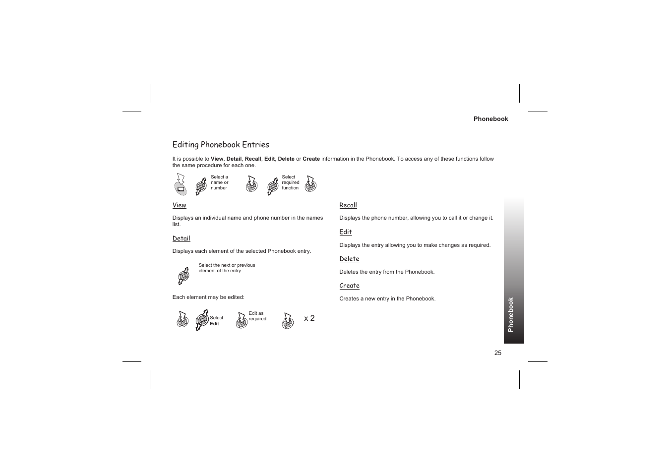 Grouping phonebook entries 26, Editing phonebook entries | Panasonic GD87 User Manual | Page 23 / 114