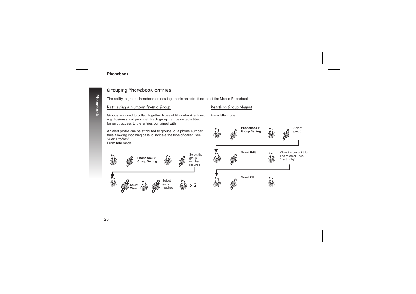 Alert profiles 27, Grouping phonebook entries | Panasonic GD87 User Manual | Page 24 / 114