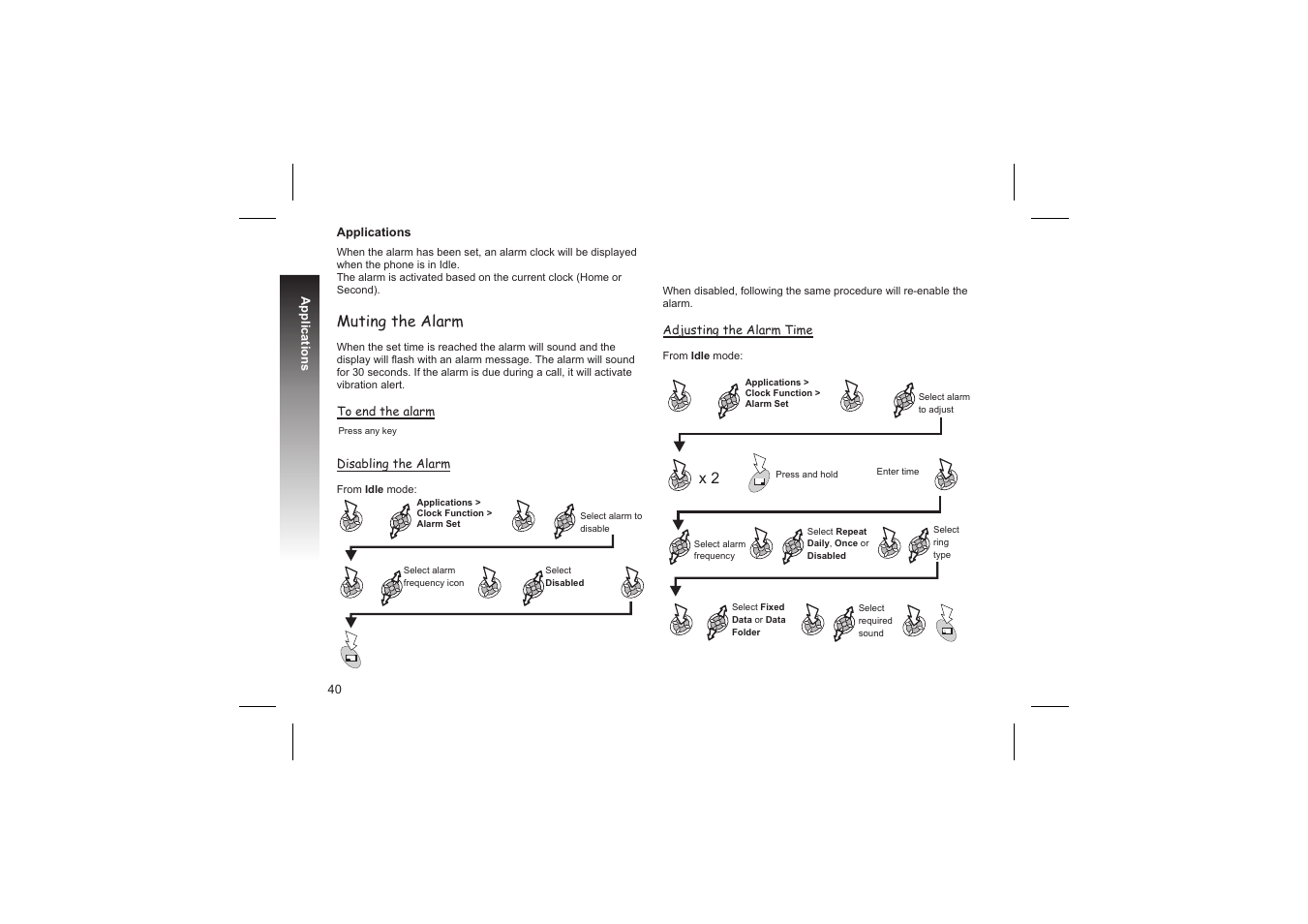 Calculator 41, Setting a power on/off time 41, Muting the alarm | Panasonic GD87 User Manual | Page 38 / 114