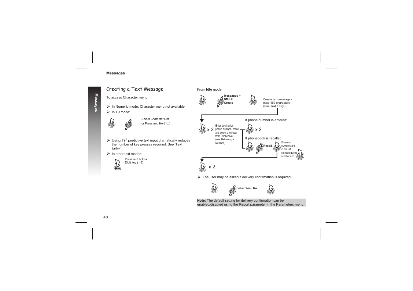 Receiving text messages 49, Creating a text message | Panasonic GD87 User Manual | Page 46 / 114