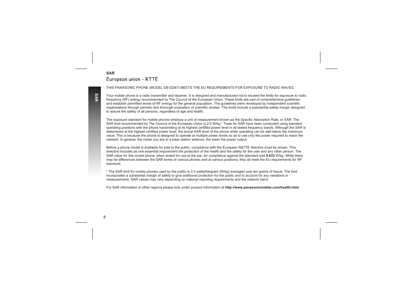 Accessories 9, European union - rtte | Panasonic GD87 User Manual | Page 6 / 114