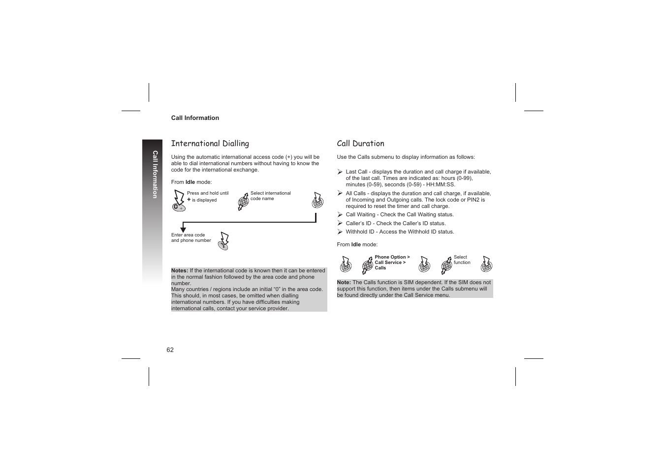 Call charges 63 | Panasonic GD87 User Manual | Page 60 / 114