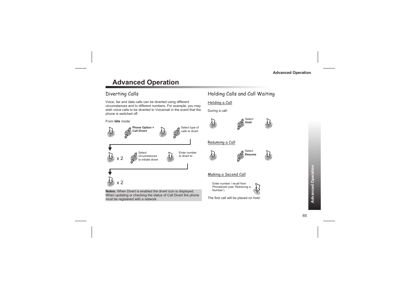 Operation during two calls 66, Advanced operation | Panasonic GD87 User Manual | Page 63 / 114