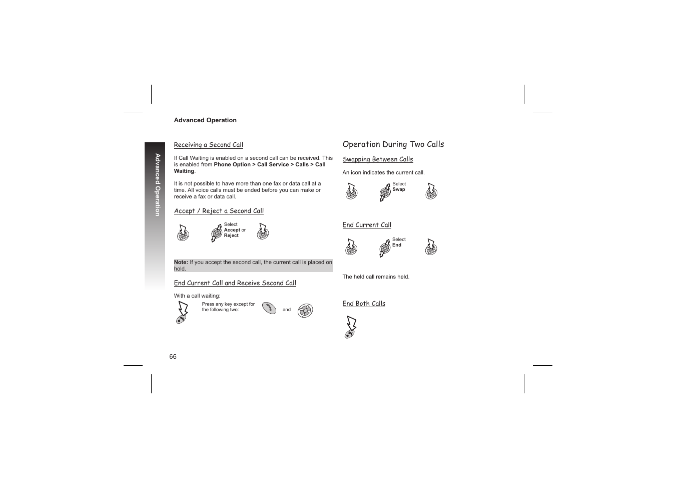 Call transfer 67, Multi-party calls 67, Operation during two calls | Panasonic GD87 User Manual | Page 64 / 114