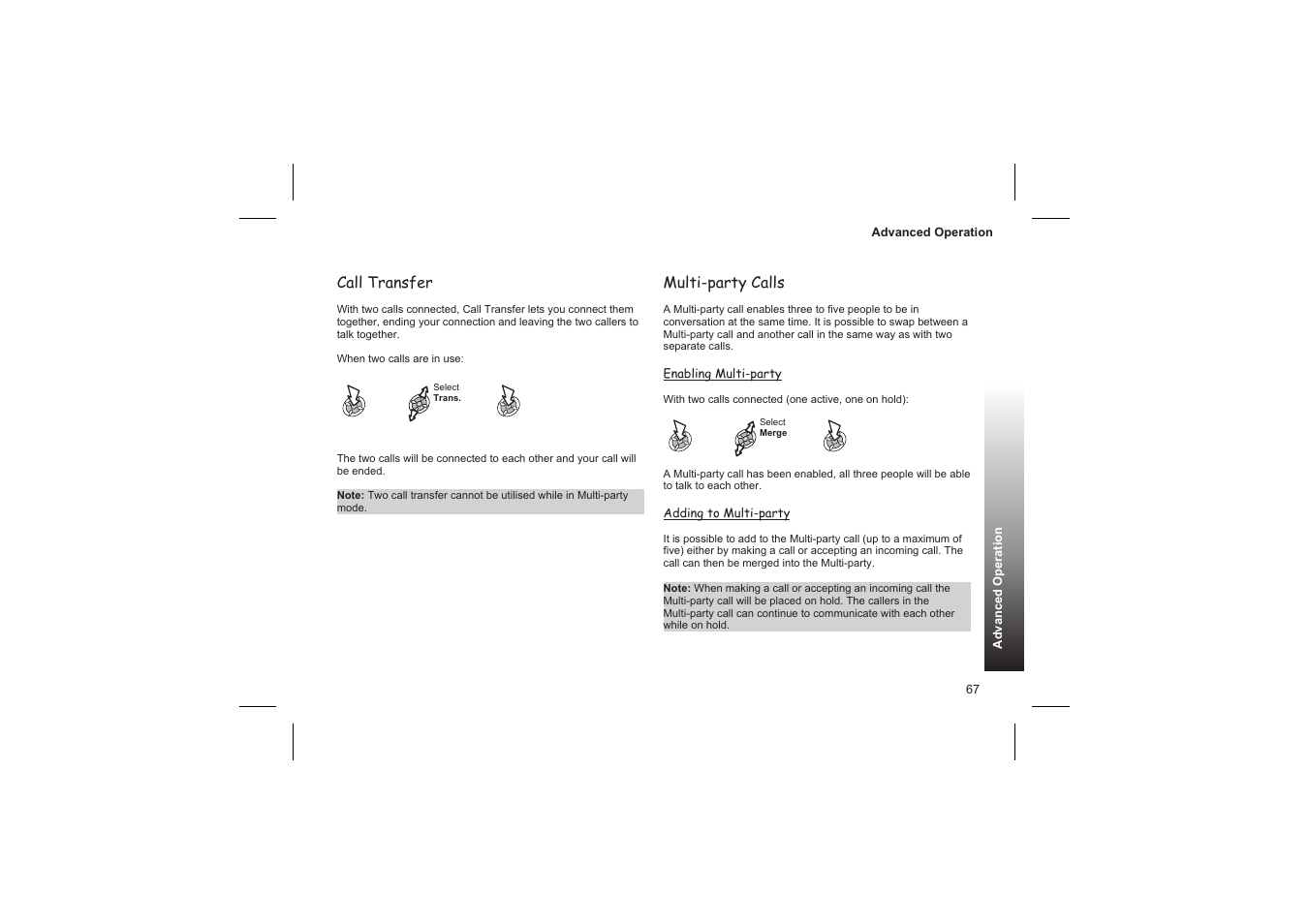 Call transfer, Multi-party calls | Panasonic GD87 User Manual | Page 65 / 114