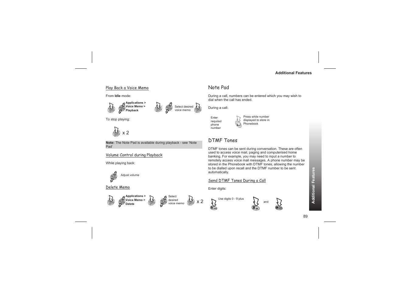 Second clock 90, Dtmf tones | Panasonic GD87 User Manual | Page 87 / 114