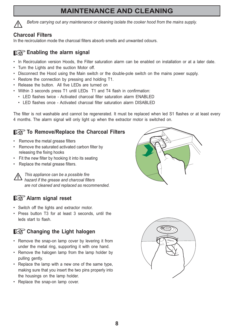 Maintenance and cleaning | Electrolux CHI 950 User Manual | Page 8 / 20