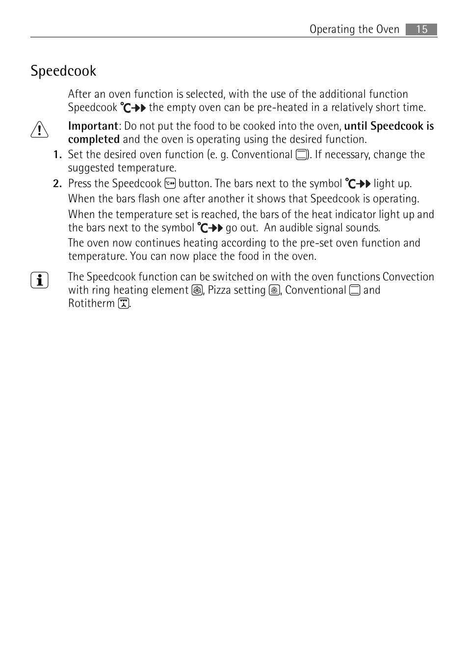Speedcook | Electrolux B57415B User Manual | Page 15 / 64