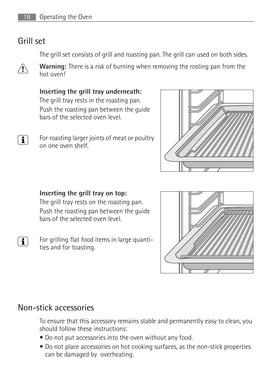 Grill set, Non-stick accessories | Electrolux B57415B User Manual | Page 18 / 64