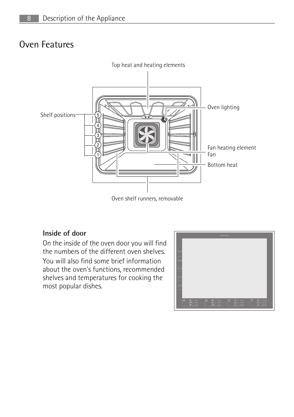 Oven features | Electrolux B57415B User Manual | Page 8 / 64
