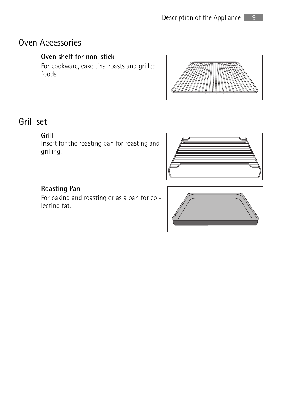 Oven accessories, Grill set | Electrolux B57415B User Manual | Page 9 / 64