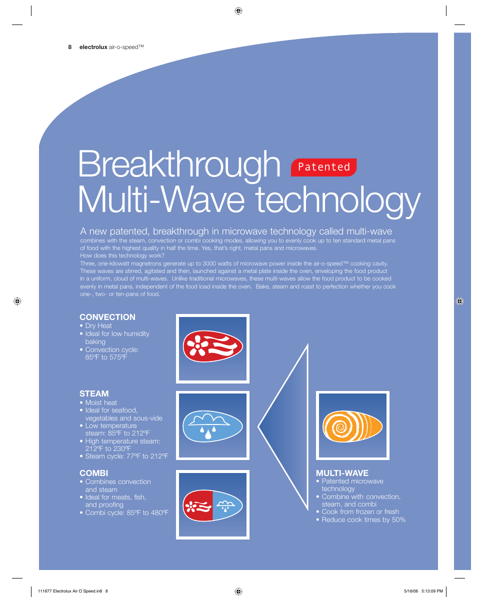Breakthrough multi-wave technology, Patented | Electrolux Air-O-Speed 111677 User Manual | Page 8 / 12
