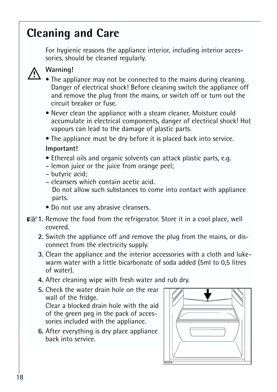 Cleaning and care | Electrolux 70170 TK User Manual | Page 18 / 28