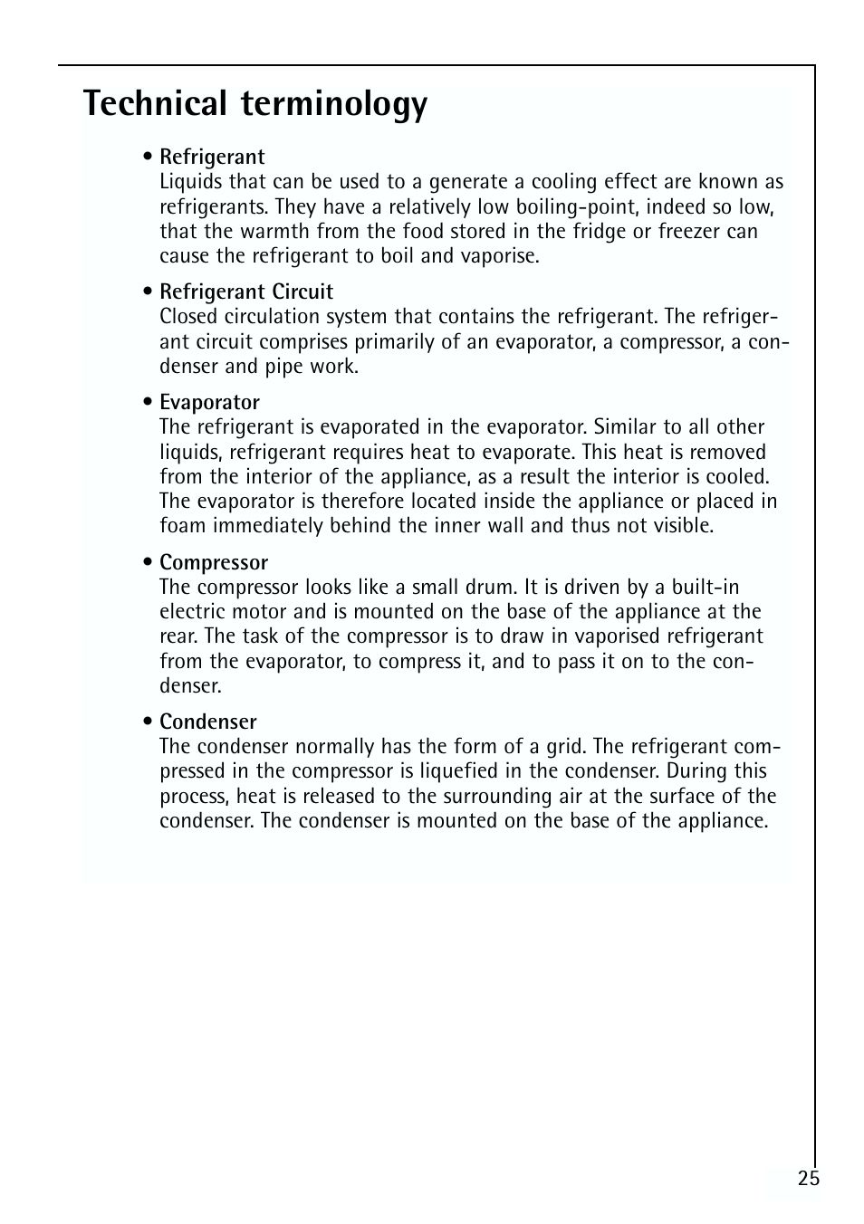 Technical terminology | Electrolux 70170 TK User Manual | Page 25 / 28