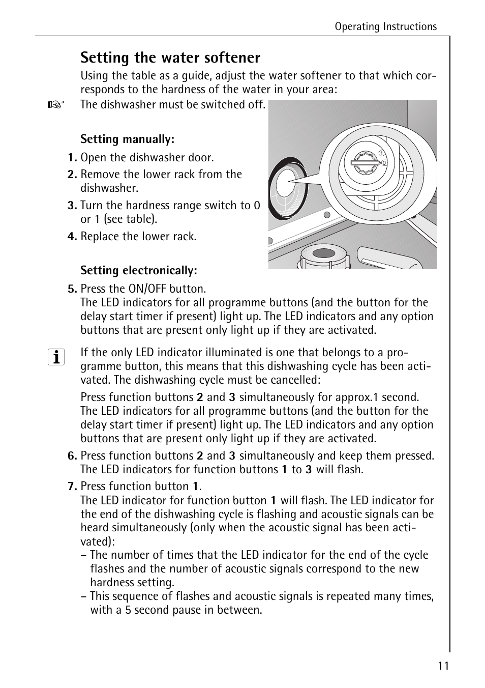 Setting the water softener | Electrolux 44070 VI User Manual | Page 11 / 48