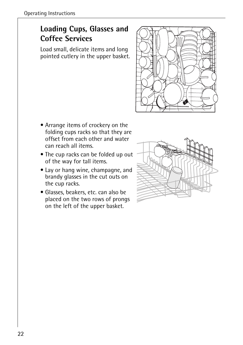Loading cups, glasses and coffee services | Electrolux 44070 VI User Manual | Page 22 / 48