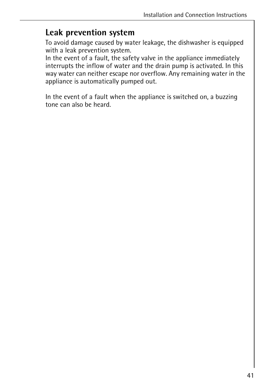 Leak prevention system | Electrolux 44070 VI User Manual | Page 41 / 48