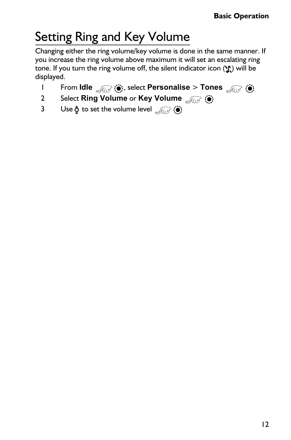 Setting ring and key volume 12, Setting ring and key volume | Panasonic EB-GD75 User Manual | Page 21 / 80