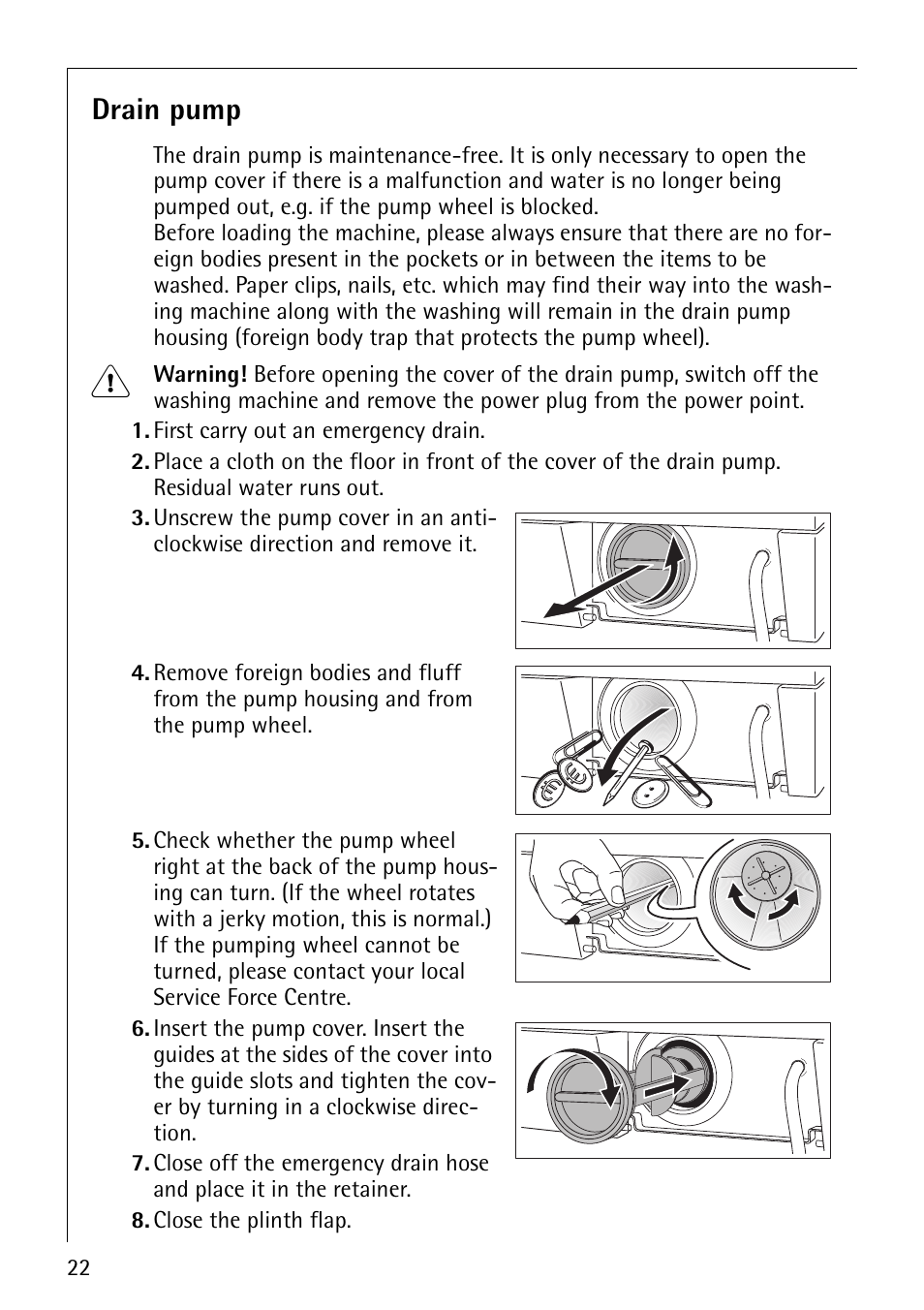 Drain pump | Electrolux LAVAMAT 50815 User Manual | Page 22 / 40