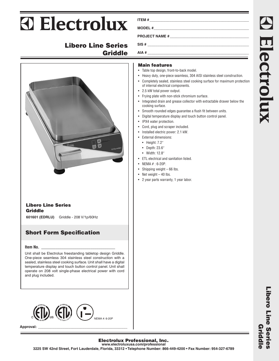 Electrolux 601601 User Manual | 2 pages