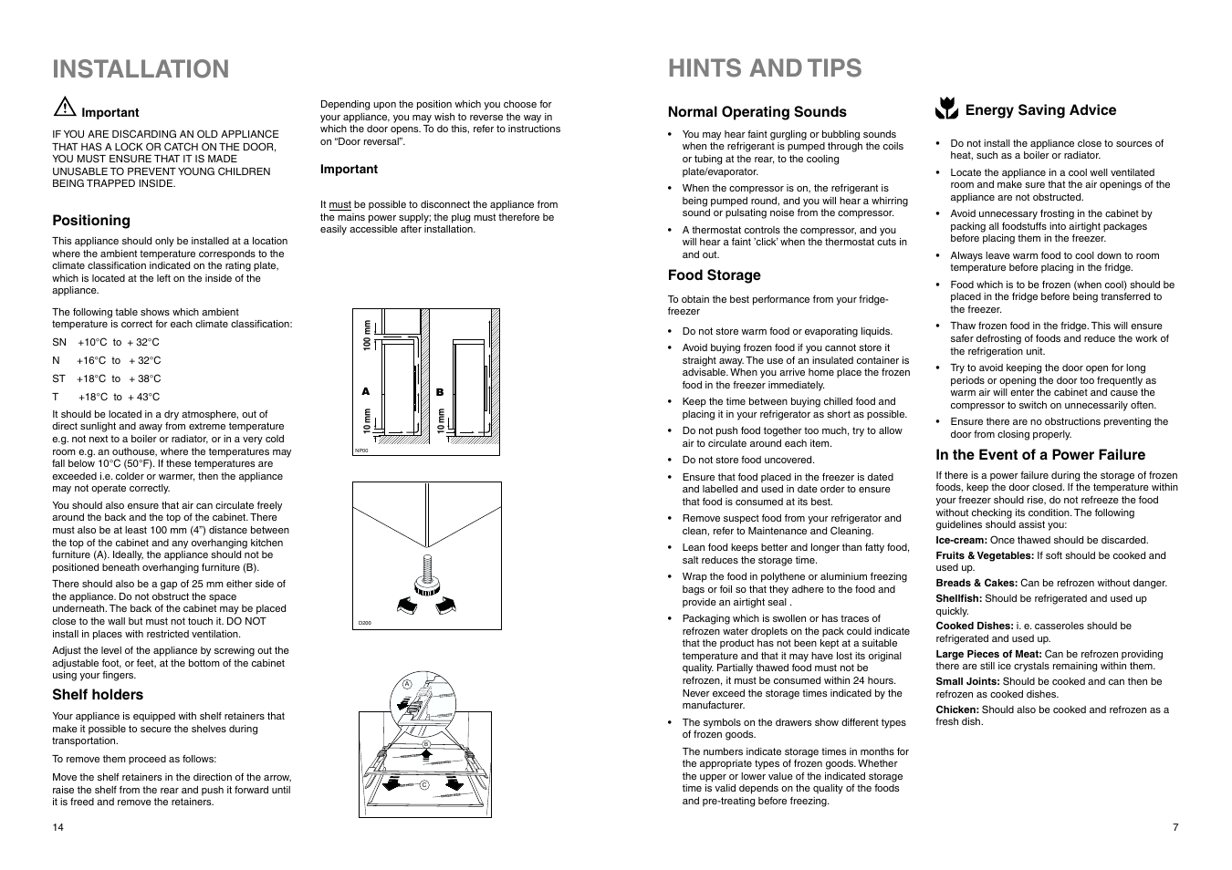 Hints and tips, Installation | Electrolux ERB 3023 User Manual | Page 7 / 20