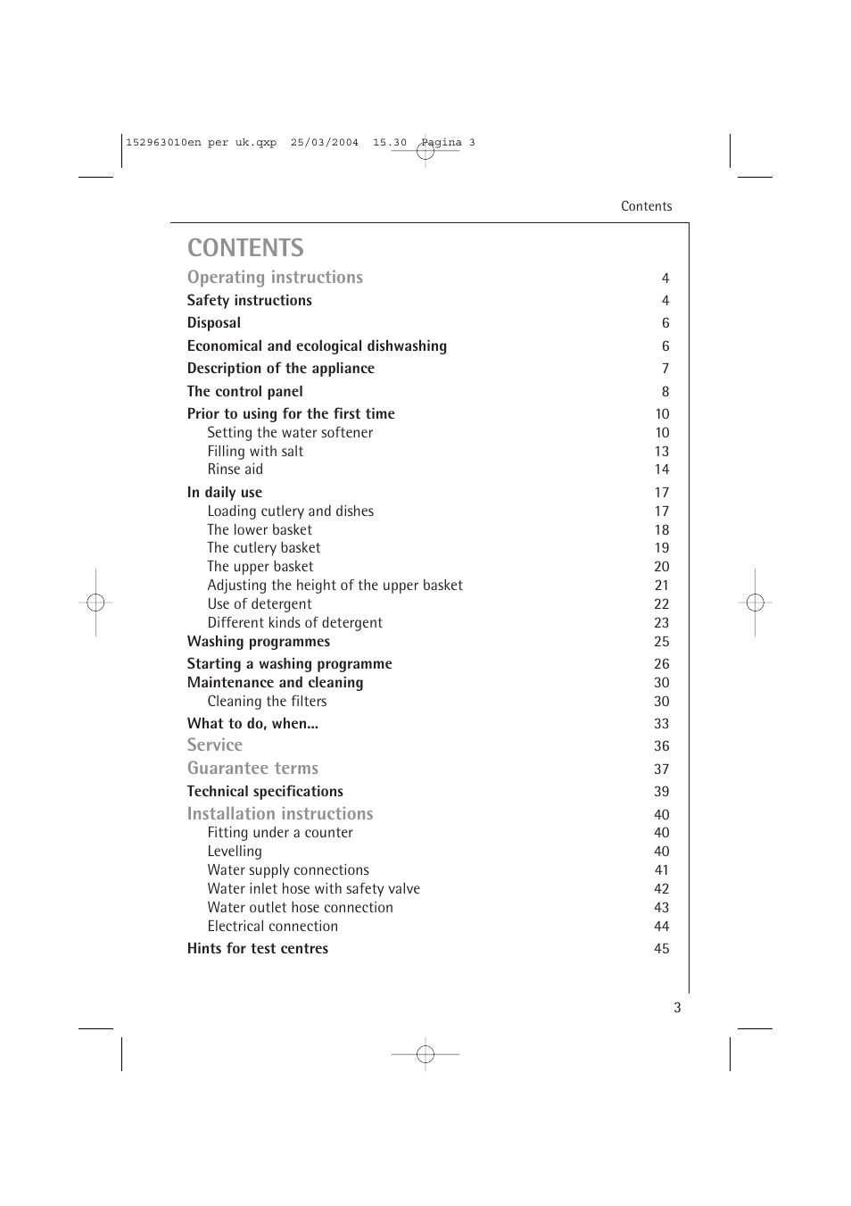 Electrolux 44450 User Manual | Page 3 / 48
