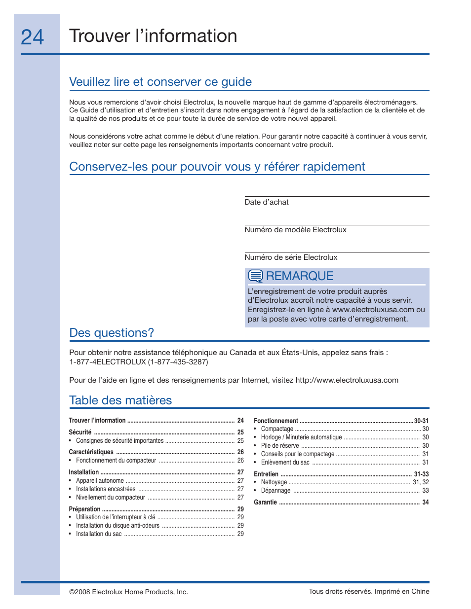 Electrolux 99526808A User Manual | Page 24 / 36