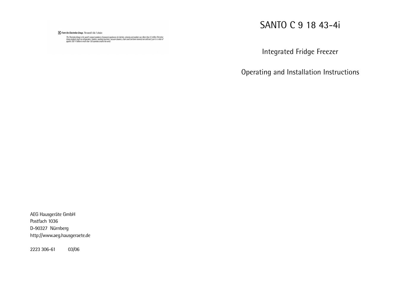 Electrolux C 9 18 43-4i User Manual | 28 pages