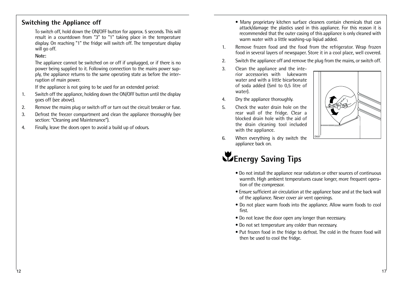 Energy saving tips | Electrolux C 9 18 43-4i User Manual | Page 12 / 28