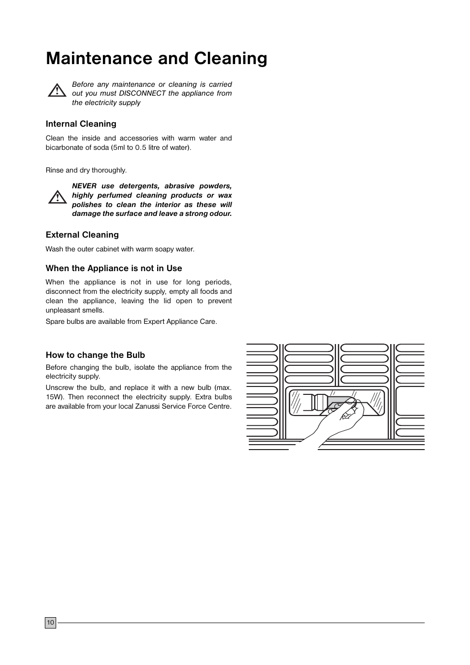 Maintenance and cleaning | Electrolux ECN 2757 User Manual | Page 10 / 16