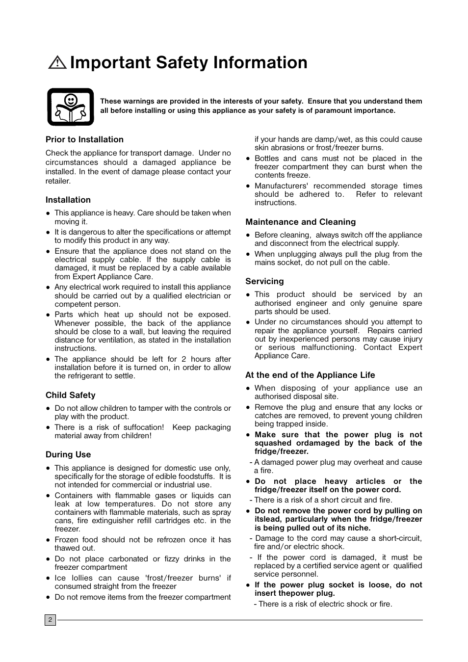 Important safety information | Electrolux ECN 2757 User Manual | Page 2 / 16