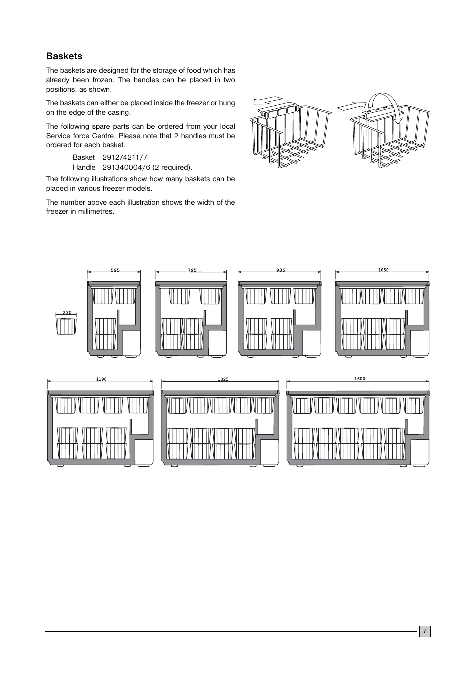 Baskets | Electrolux ECN 2757 User Manual | Page 7 / 16