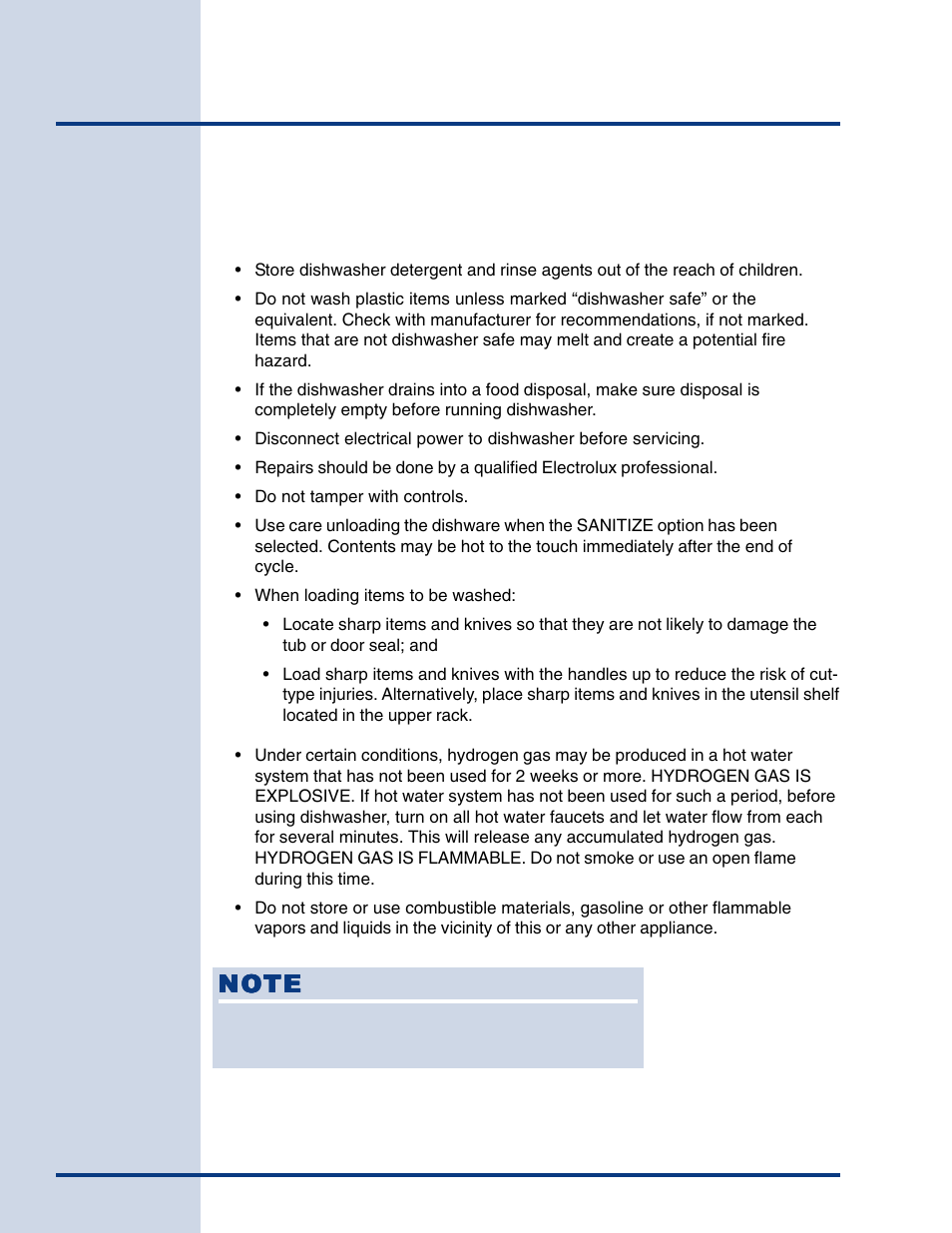 Safety | Electrolux Built-In Dishwasher User Manual | Page 5 / 28