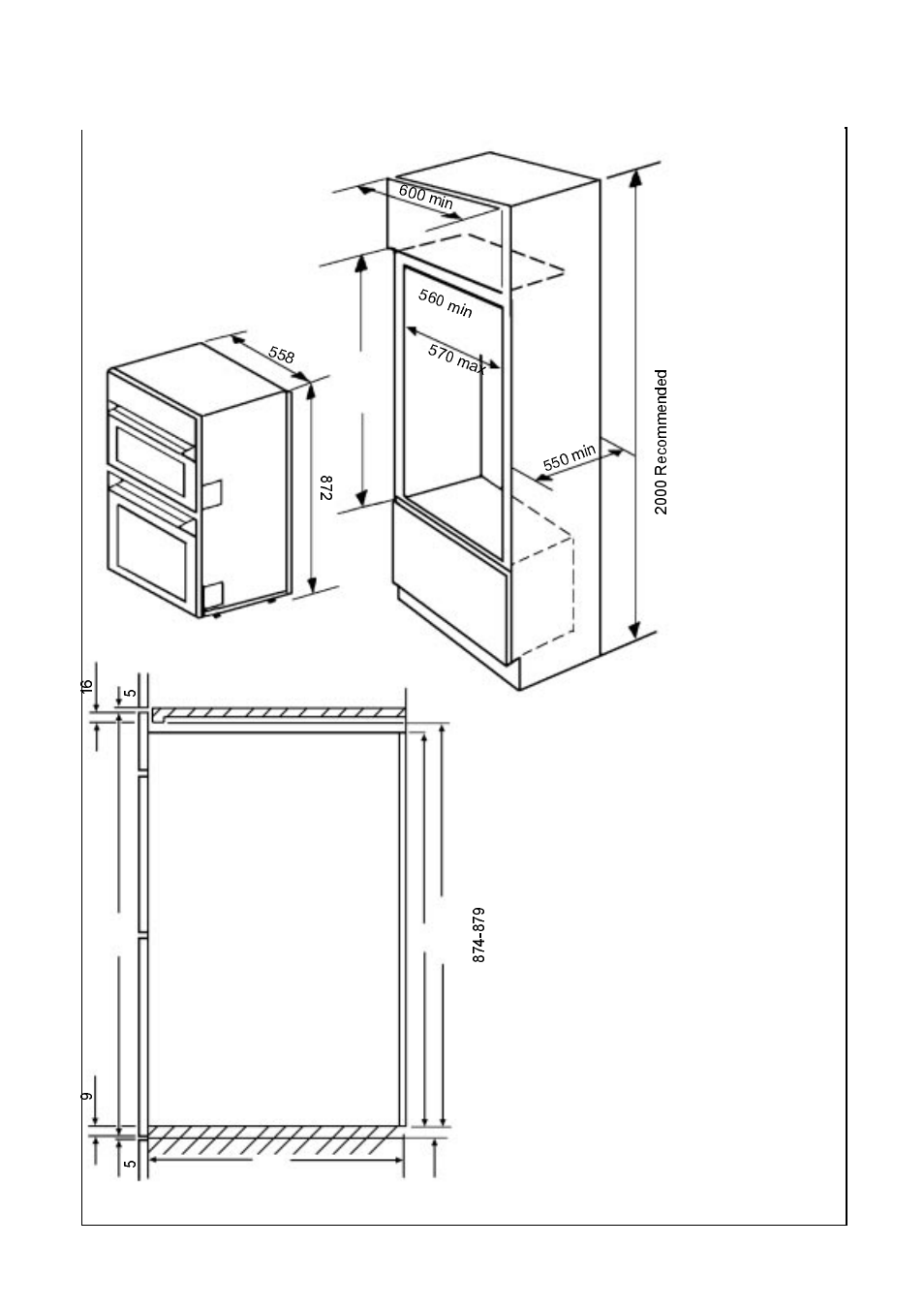 Recommended cabinet dimensions | Electrolux D4100 User Manual | Page 45 / 52