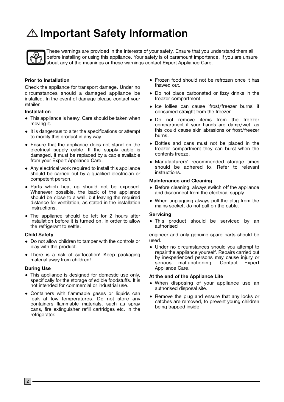 Important safety information | Electrolux ECN 1040 User Manual | Page 2 / 12