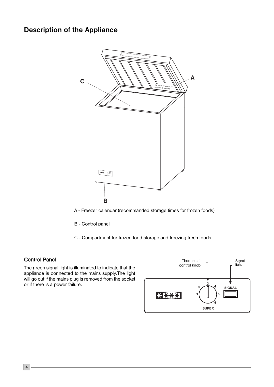 Description of the appliance | Electrolux ECN 1040 User Manual | Page 4 / 12