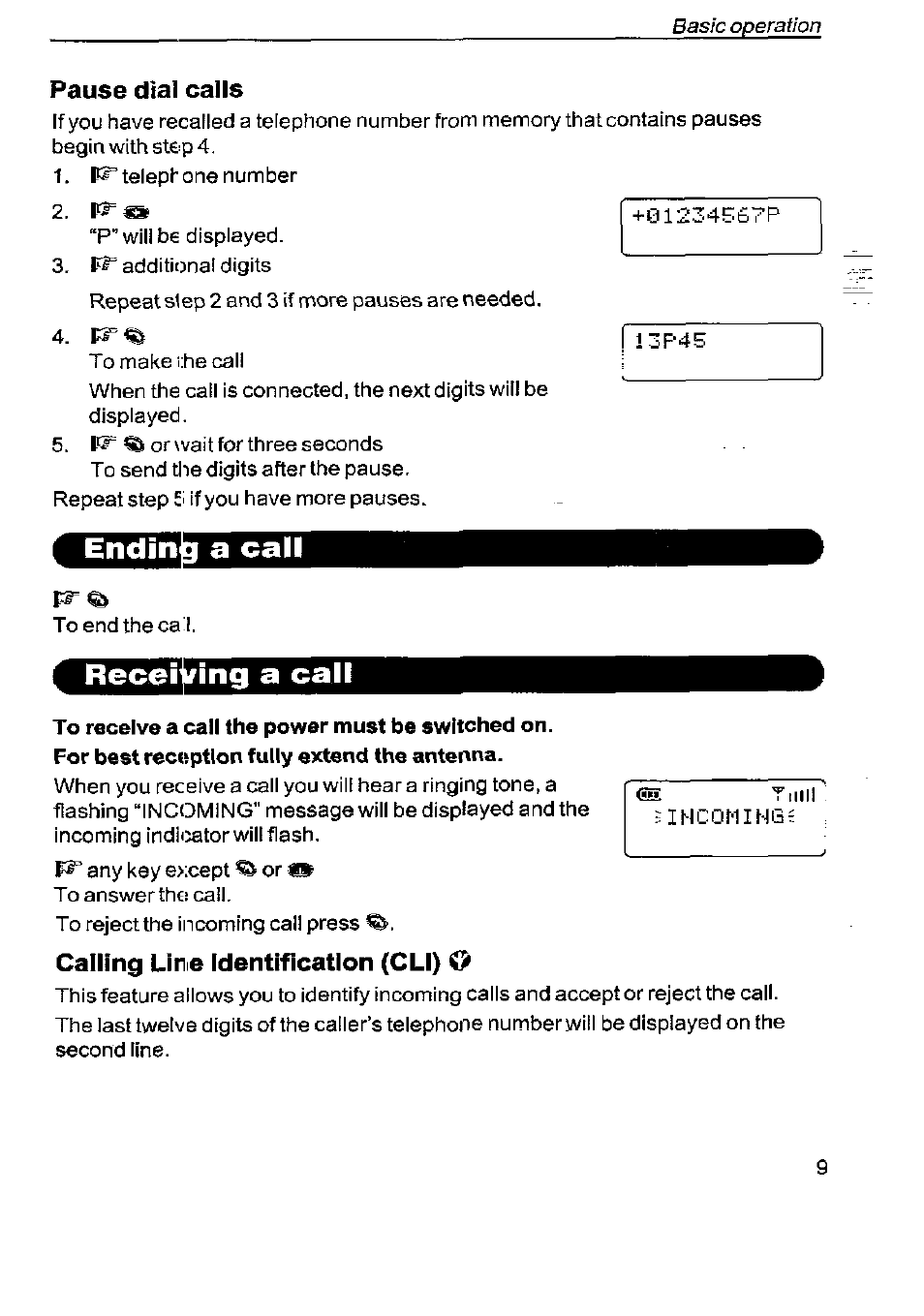 Pause dial calls, A call, Calling lirie identification (cli) o | Ing a call | Panasonic G350 User Manual | Page 13 / 68