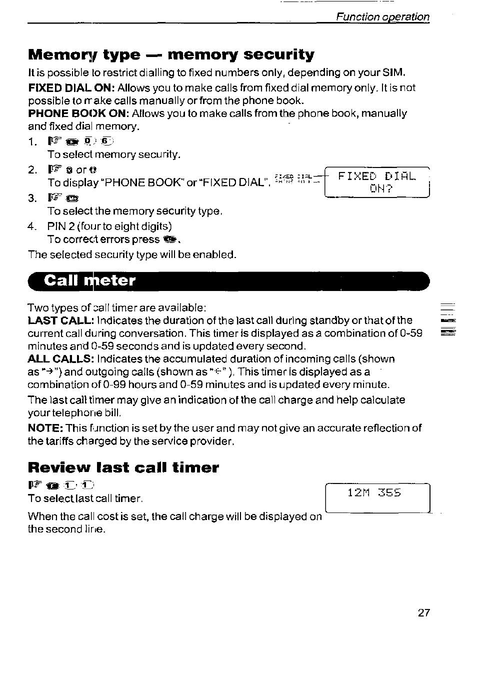 Memorif type — memory security | Panasonic G350 User Manual | Page 31 / 68