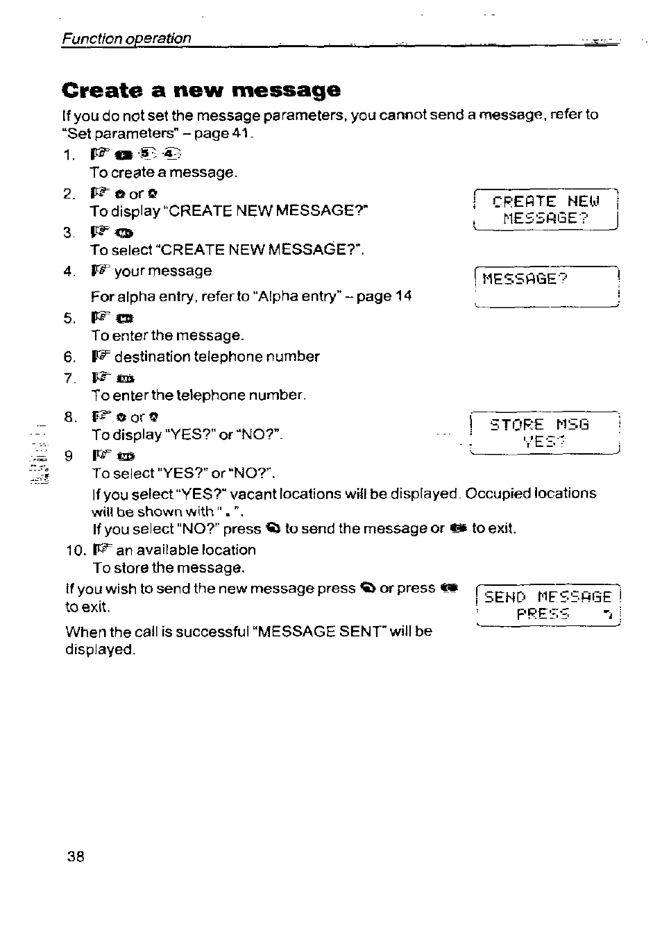 Create a new message | Panasonic G350 User Manual | Page 42 / 68