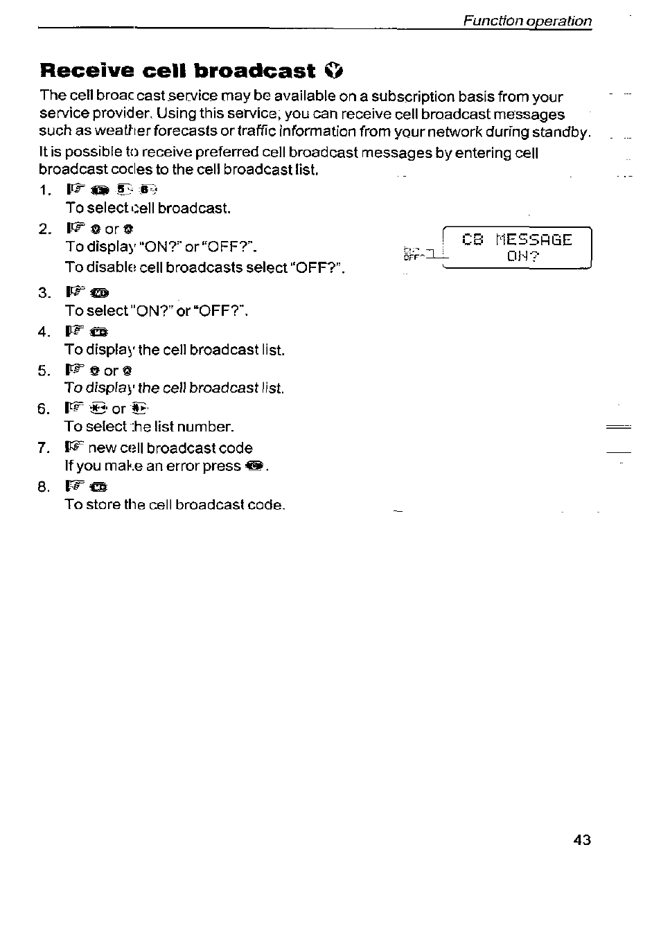 Receive cell broadcast | Panasonic G350 User Manual | Page 47 / 68